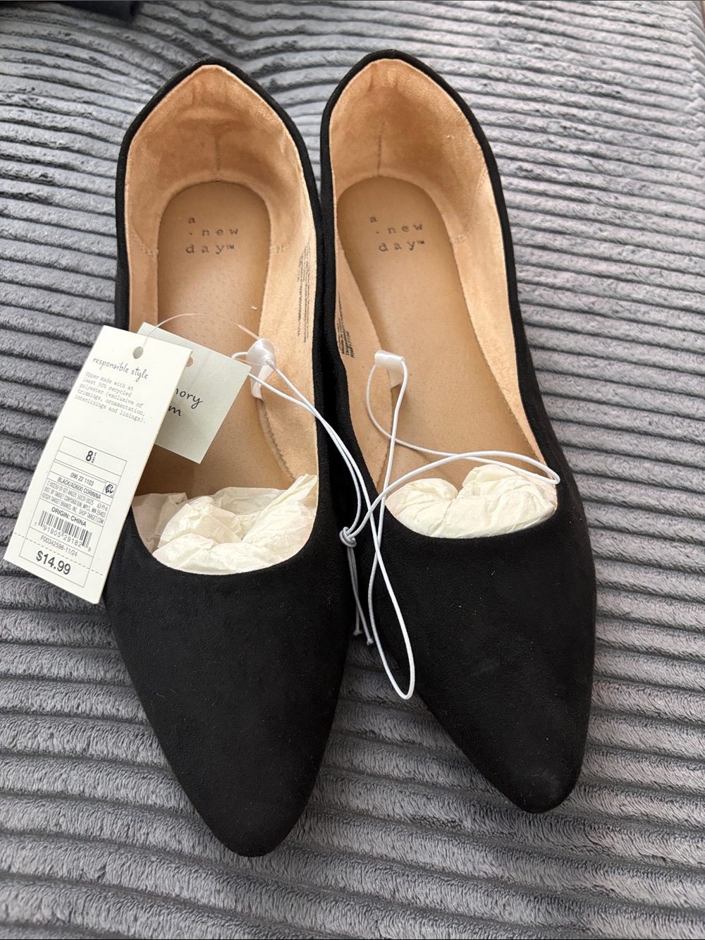 a new day Black Pointed Toe Slip-On Flats